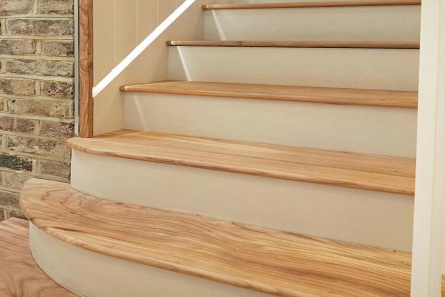 Elm stair treads bottom steps