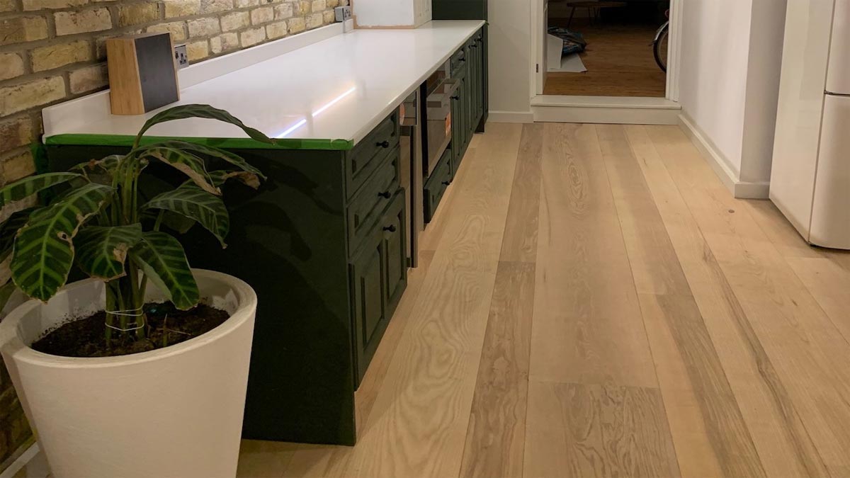 engineered ash flooring in kitchen