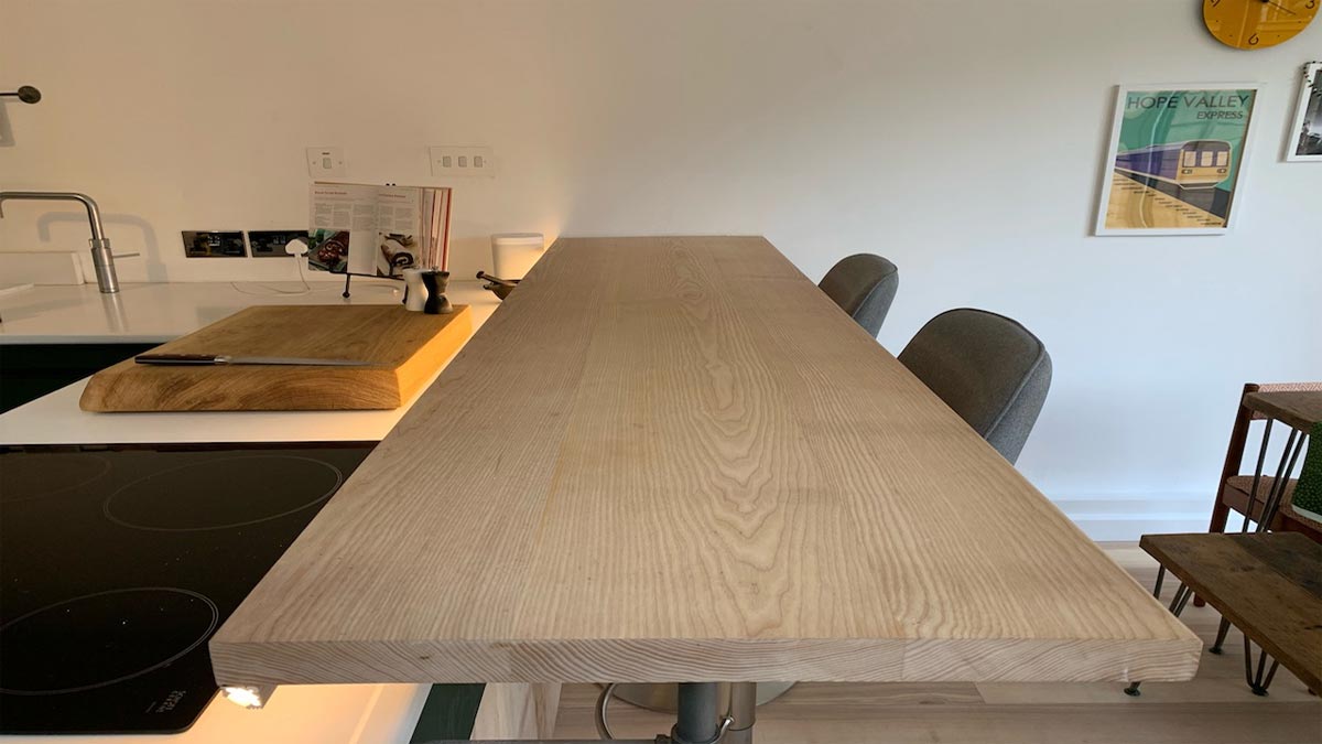 dining table made with ash planking