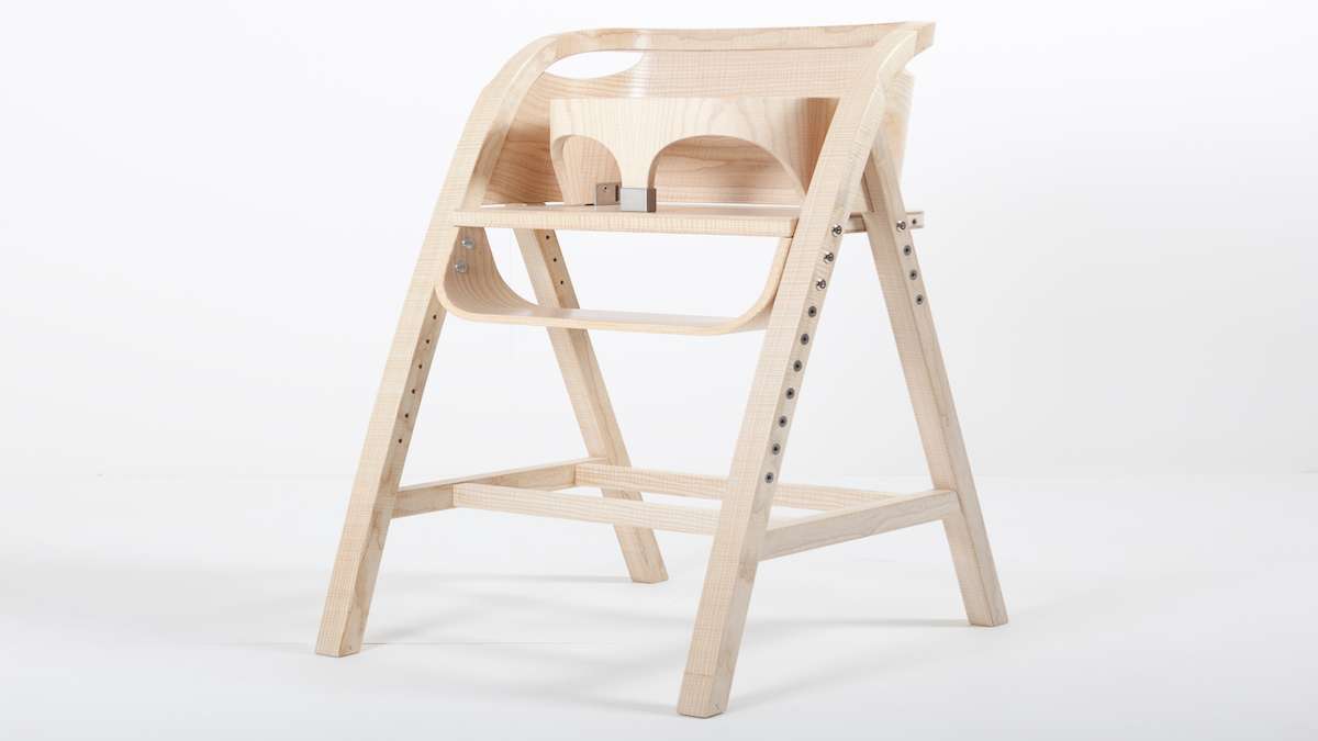 high chair made from rippled ash