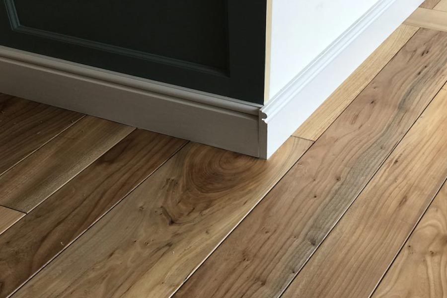 solid elm floor close up of skirting