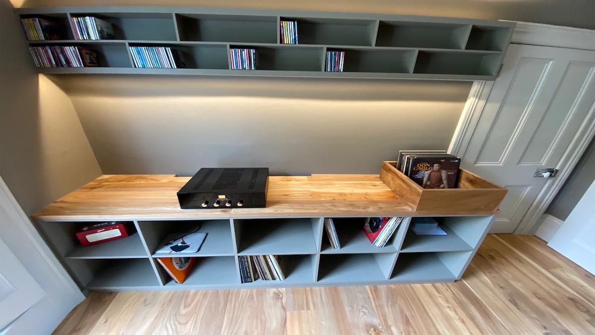 book case and cd and album cupboards