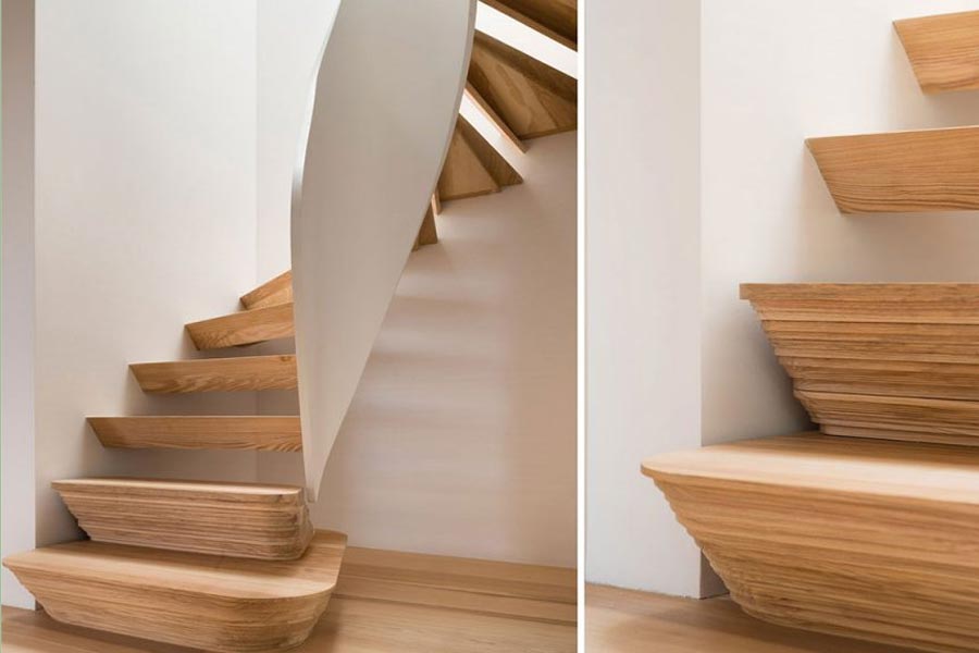 spiral ash staircase and solid ash stair treads